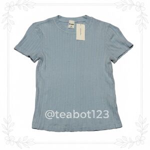 RE/DONE NWT Pointelle Baby Tee in Pale Blue